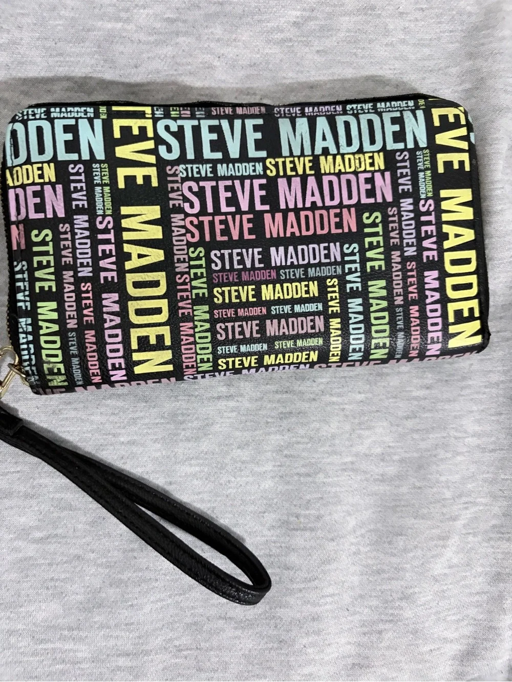 Steve Madden Multicolor Logo Wristlet - Black Strap